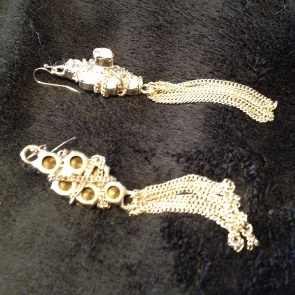 Crystal tassel statement earrings - Picture 2 of 4